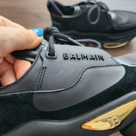 Authentic Balmain B-Bold low-top sneakers Black 7 Designer Grunge Futuristic - Picture 14 of 14